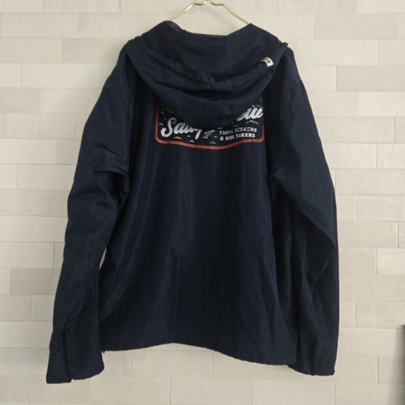 Salty Crew Frenzy Windbreaker Zip-Up Jacket Hooded Size 2XL Navy Blue - Picture 5 of 7
